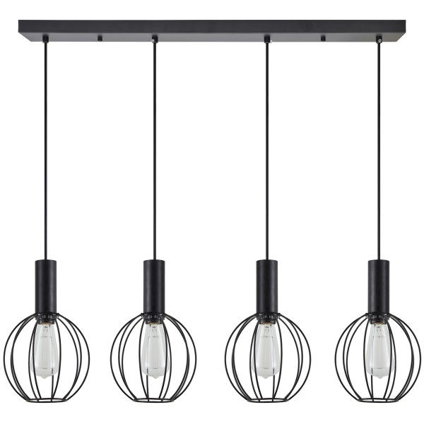 SE21-BL-4-4BL-GR2 ADEPT TUBE Black Pendant Black Metal Grid+