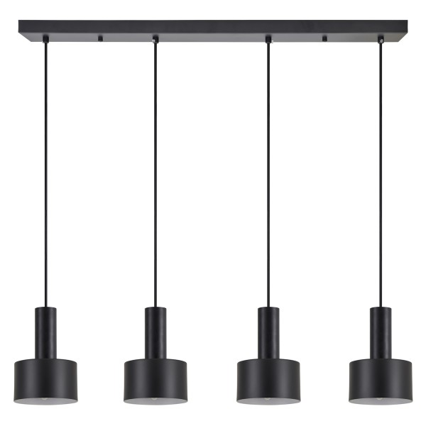 SE21-BL-4-4BL-MS1 ADEPT TUBE Black Pendant Black Metal Shade+