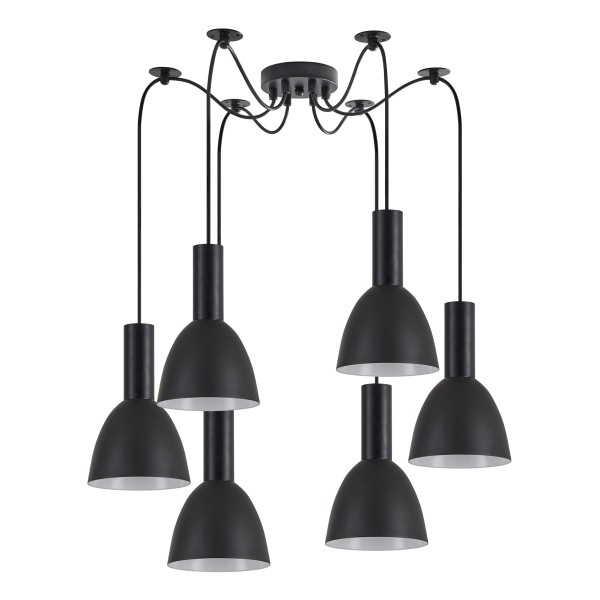 SE21-BL-4-BL6-MS2 ADEPT TUBE Black Pendant Black Metal Shade+