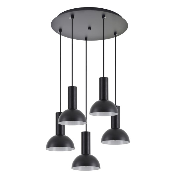 SE21-BL-4-5BL-MS3 ADEPT TUBE Black Pendant Black Metal Shade+