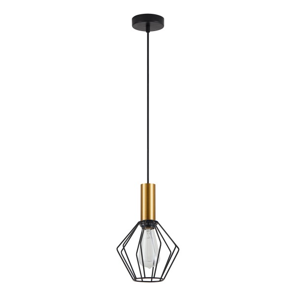 SE21-GM-4-GR1 ADEPT TUBE Gold Matt Pendant Black Metal Grid+