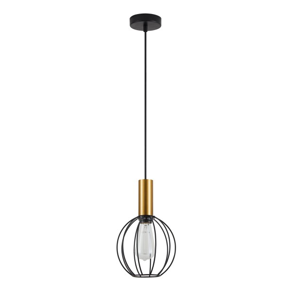 SE21-GM-4-GR1 ADEPT TUBE Gold Matt Pendant Black Metal Grid+