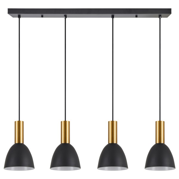 SE21-GM-4-4BL-MS2 ADEPT TUBE Gold Matt Pendant Black Metal Shade+