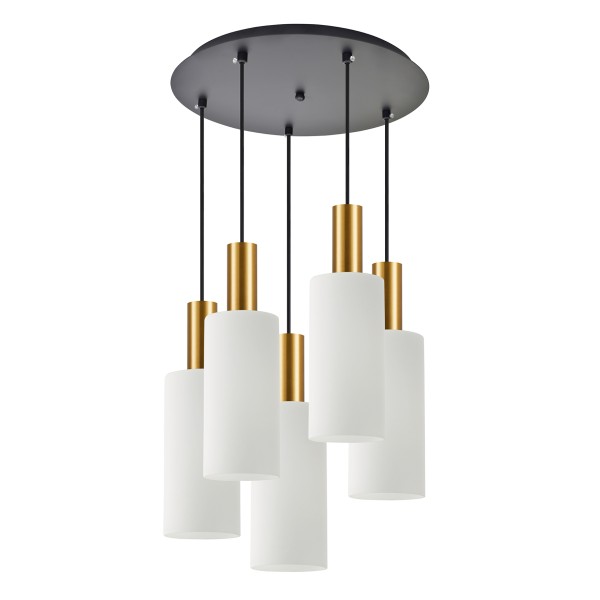 SE21-GM-4-5BL-GL3 ADEPT TUBE Gold Matt Pendant White Glass+