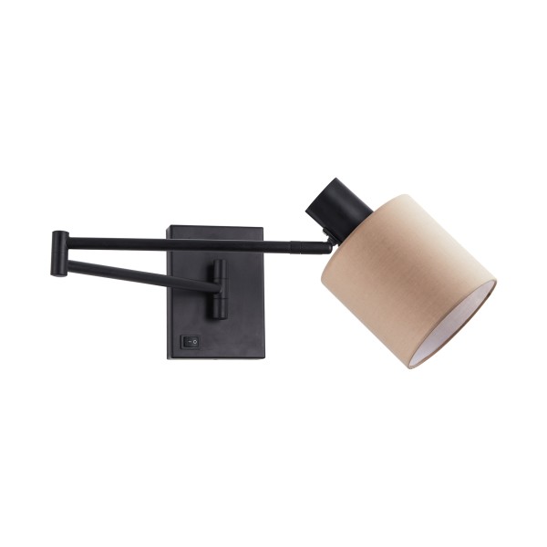 SE21-BL-52-SH3 ADEPT WALL LAMP Black Wall Lamp with Switcher and Brown Shade+