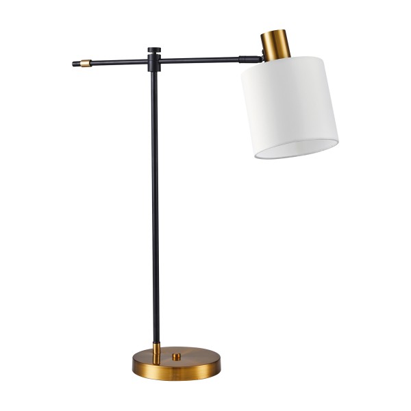 SE21-GM-36-SH1 ADEPT TABLE LAMP Gold Matt and Black Metal Table Lamp White Shade+