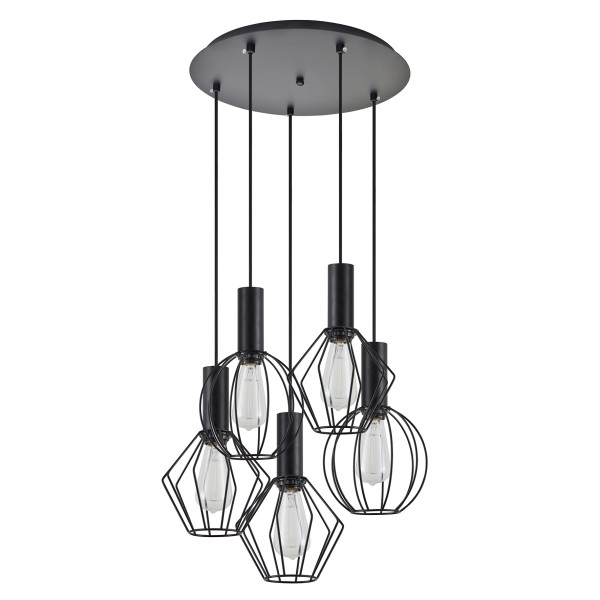 SE21-BL-4-5BL-GR12 ADEPT FLEX Black Pendant Black Metal Grid+