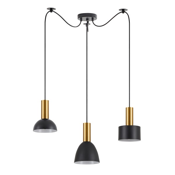 SE21-GM-4-BL3-MS12 ADEPT FLEX Gold Matt Pendant Black Metal Shade+