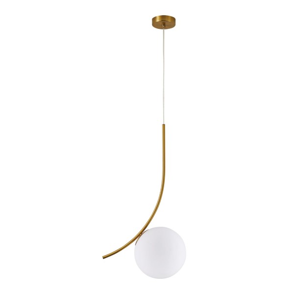 SE21-GM-35 SCEPTRE GOLD MATT PENDANT OPAL GLASS E3.