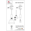 SE21-BL-4-3BL-MS2 ADEPT TUBE Black Pendant Black Metal Shade+