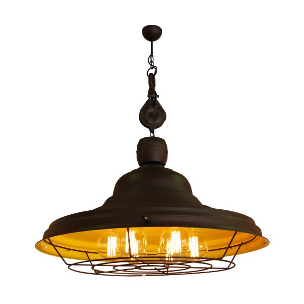 HL-300W-6P DRONE BROWN RUSTY & YELLOW PENDANT