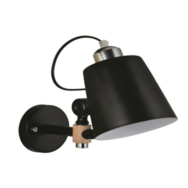 YQ-4003 SAM BLACK METAL-WOOD WALL LAMP 1Ε1