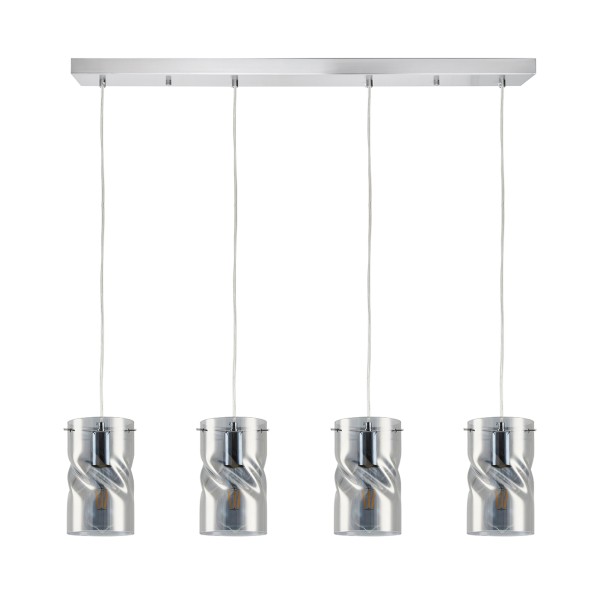 KQ S0616-4 TWIST SMOKEY PENDANT GLASS+