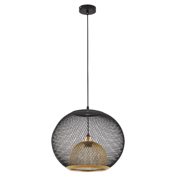 SE21-BG-40 LANDER BLACK & GOLD METAL GRID PENDANT E4