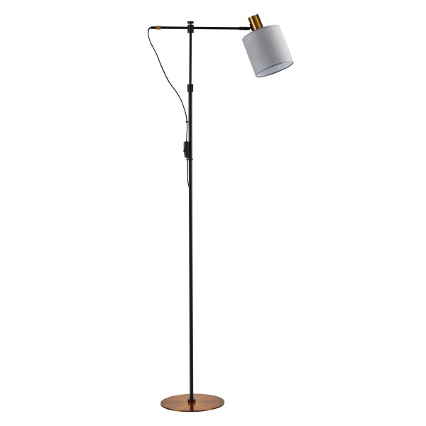 SE21-GM-39-SH1 ADEPT FLOOR LAMP Gold Matt and Black Metal Floor Lamp Grey Shade+