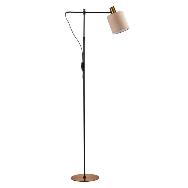 SE21-GM-39-SH3 ADEPT FLOOR LAMP Gold Matt and Black Metal Floor Lamp Brown Shade+