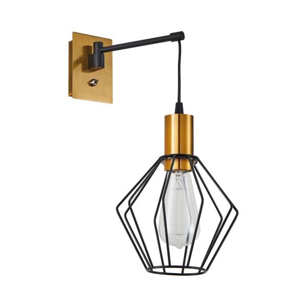 SE21-GM-9-GR1 ADEPT WALL LAMP Gold Matt and Black Metal Wall Lamp Black Metal Grid+