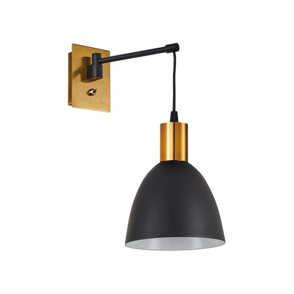 SE21-GM-9-MS2 ADEPT WALL LAMP Gold Matt and Black Metal Wall Lamp Black Metal Shade+