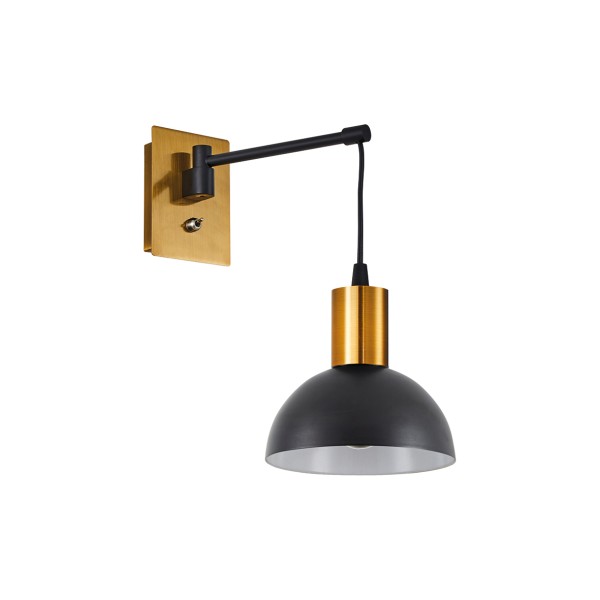 SE21-GM-9-MS3 ADEPT WALL LAMP Gold Matt and Black Metal Wall Lamp Black Metal Shade+