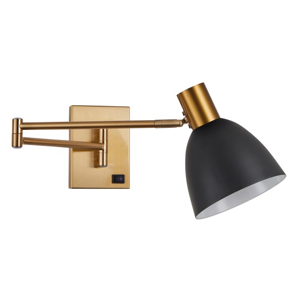 SE21-GM-52-MS2 ADEPT WALL LAMP Gold Matt Wall lamp with Switcher and Black Metal Shade+