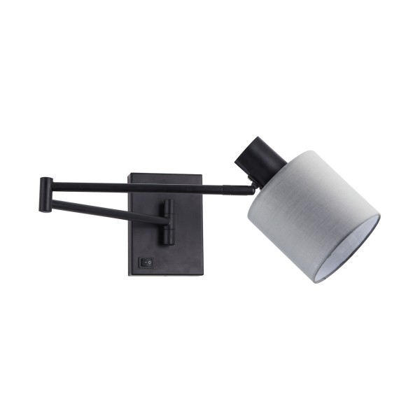 SE21-BL-52-SH2 ADEPT WALL LAMP Black Wall Lamp with Switcher and Grey Shade+