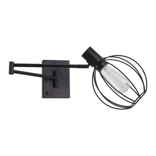 SE21-BL-52-GR2 ADEPT WALL LAMP Black Wall Lamp with Switcher and Black Metal Grid+