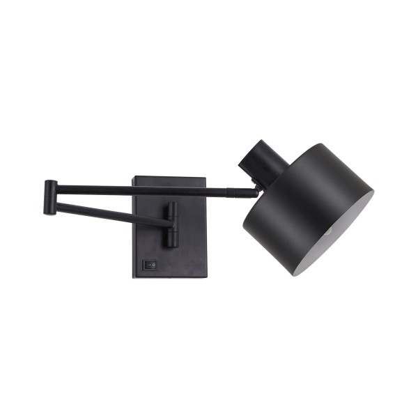 SE21-BL-52-MS1 ADEPT WALL LAMP Black Wall Lamp with Switcher and Black Metal Shade+