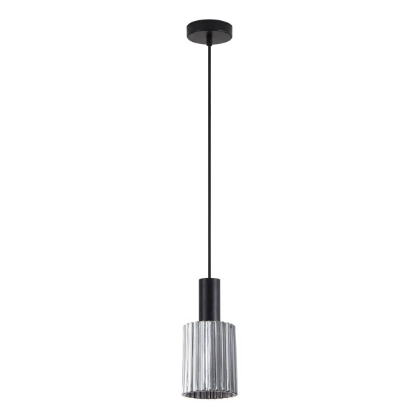 SE21-BL-4-GL1 ADEPT TUBE Black Pendant Smoked Glass+