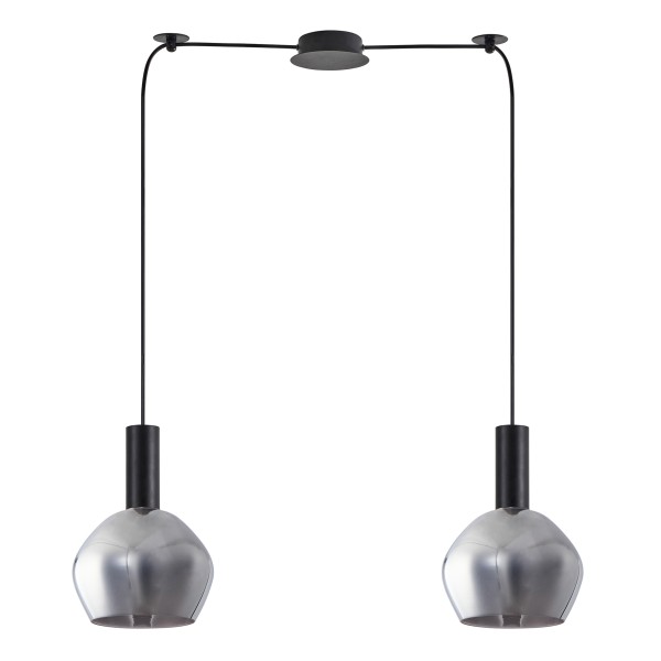 SE21-BL-4-BL2-GL2 ADEPT TUBE Black Pendant Smoked Glass+