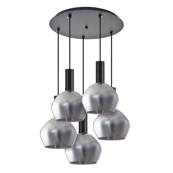 SE21-BL-4-5BL-GL2 ADEPT TUBE Black Pendant Smoked Glass+