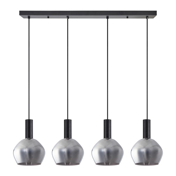 SE21-BL-4-4BL-GL2 ADEPT TUBE Black Pendant Smoked Glass+