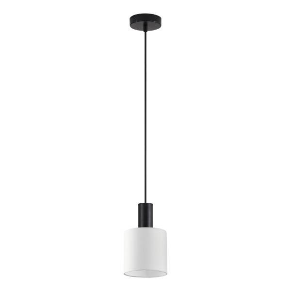 SE21-BL-4-SH1 ADEPT TUBE Black Pendant White Fabric Shade+