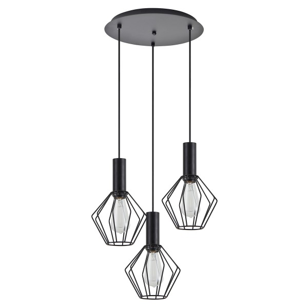 SE21-BL-4-3BL-GR1 ADEPT TUBE Black Pendant Black Metal Grid+