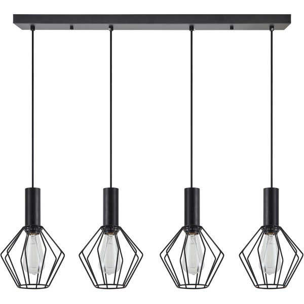 SE21-BL-4-4BL-GR1 ADEPT TUBE Black Pendant Black Metal Grid+