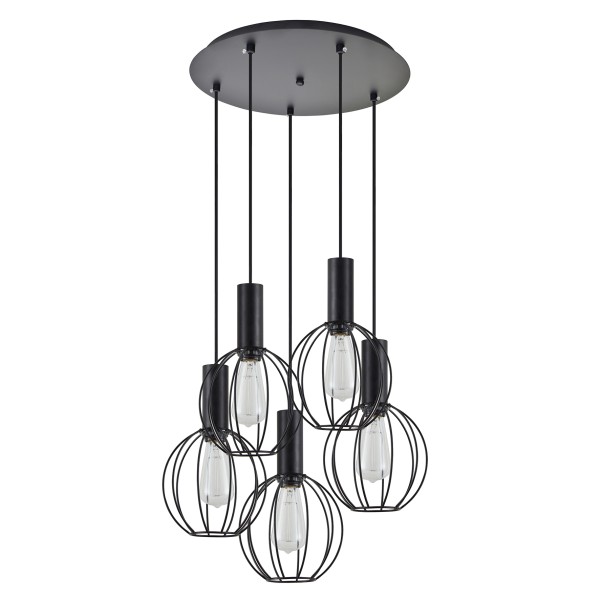 SE21-BL-4-5BL-GR2 ADEPT TUBE Black Pendant Black Metal Grid+