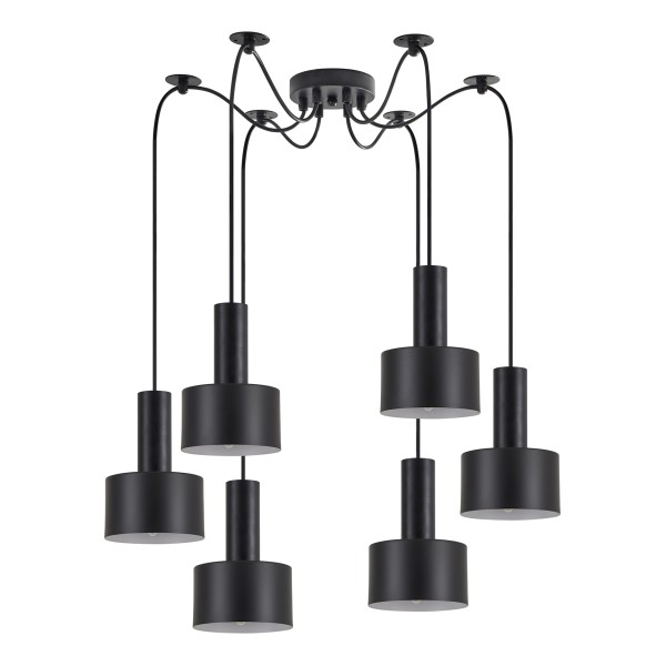 SE21-BL-4-BL6-MS1 ADEPT TUBE Black Pendant Black Metal Shade+