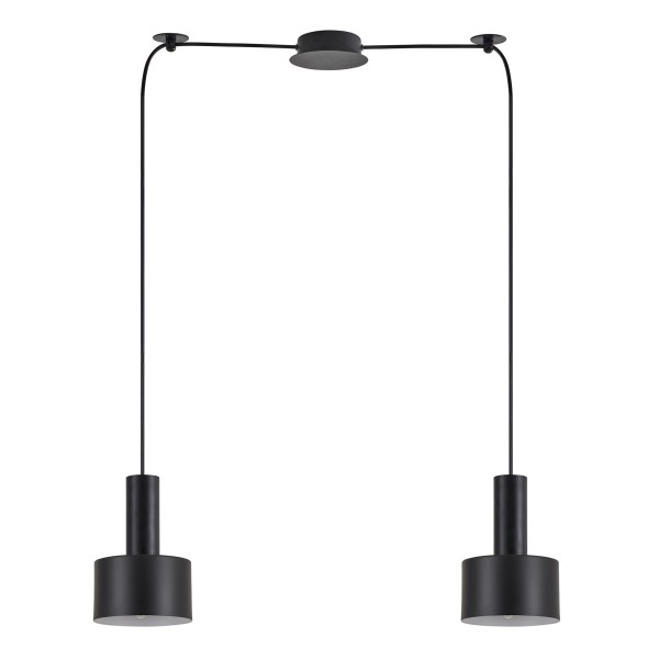 SE21-BL-4-BL2-MS1 ADEPT TUBE Black Pendant Black Metal Shade+