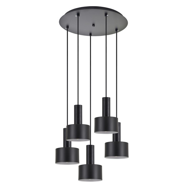 SE21-BL-4-5BL-MS1 ADEPT TUBE Black Pendant Black Metal Shade+