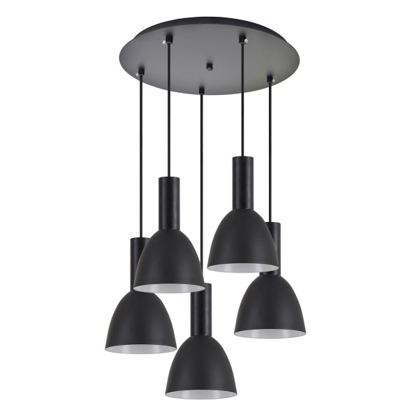 SE21-BL-4-5BL-MS2 ADEPT TUBE Black Pendant Black Metal Shade+