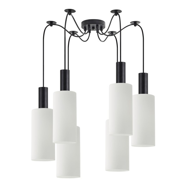 SE21-BL-4-BL6-GL3 ADEPT TUBE Black Pendant White Glass+