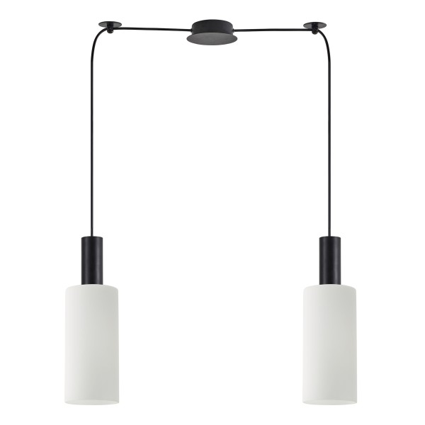 SE21-BL-4-BL2-GL3 ADEPT TUBE Black Pendant White Glass+