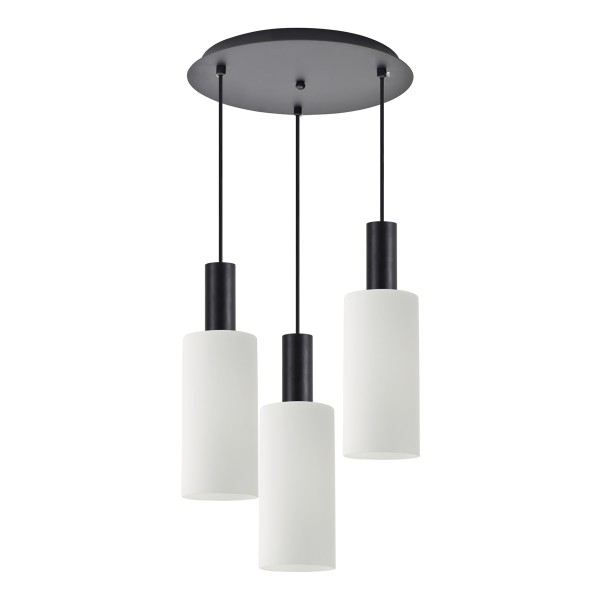 SE21-BL-4-3BL-GL3 ADEPT TUBE Black Pendant White Glass+