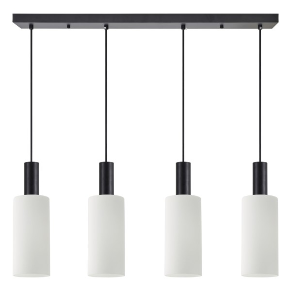 SE21-BL-4-4BL-GL3 ADEPT TUBE Black Pendant White Glass+