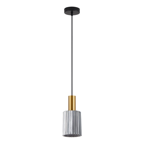 SE21-GM-4-GL1 ADEPT TUBE Gold Matt Pendant Smoked Glass+