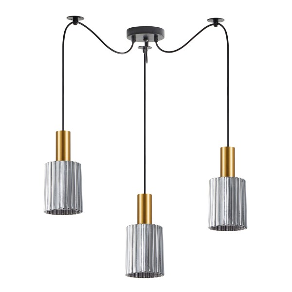 SE21-GM-4-BL3-GL1 ADEPT TUBE Gold Matt Pendant Smoked Glass+