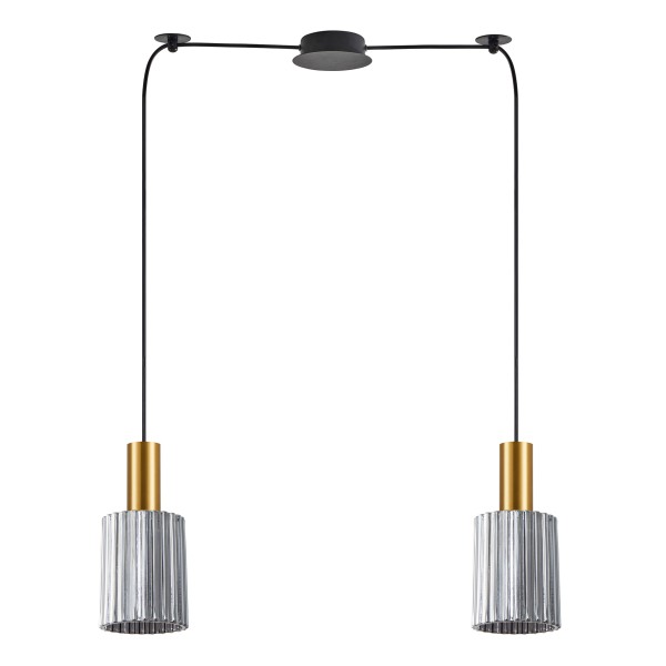 SE21-GM-4-BL2-GL1 ADEPT TUBE Gold Matt Pendant Smoked Glass+