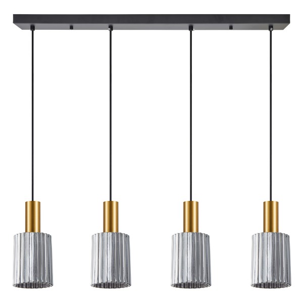 SE21-GM-4-4BL-GL1 ADEPT TUBE Gold Matt Pendant Smoked Glass+