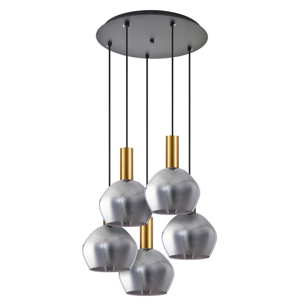 SE21-GM-4-5BL-GL2 ADEPT TUBE Gold Matt Pendant Smoked Glass+