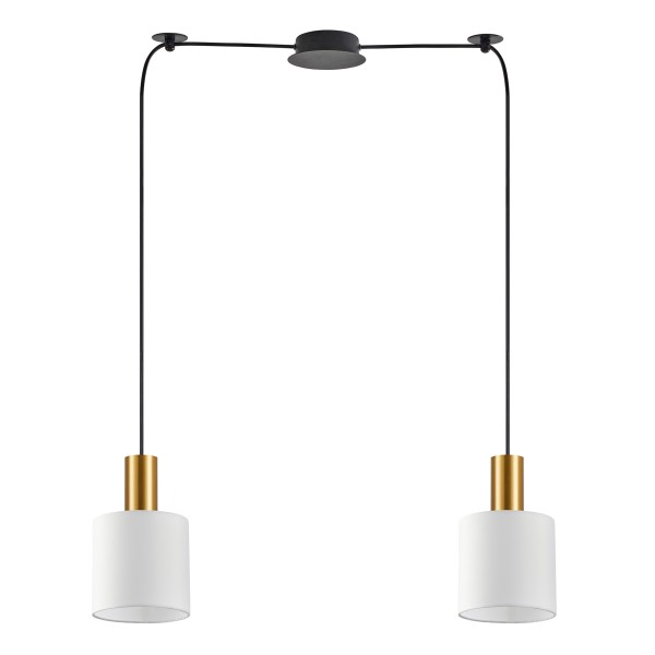 SE21-GM-4-BL2-SH1 ADEPT TUBE Gold Matt Pendant White Fabric Shade+