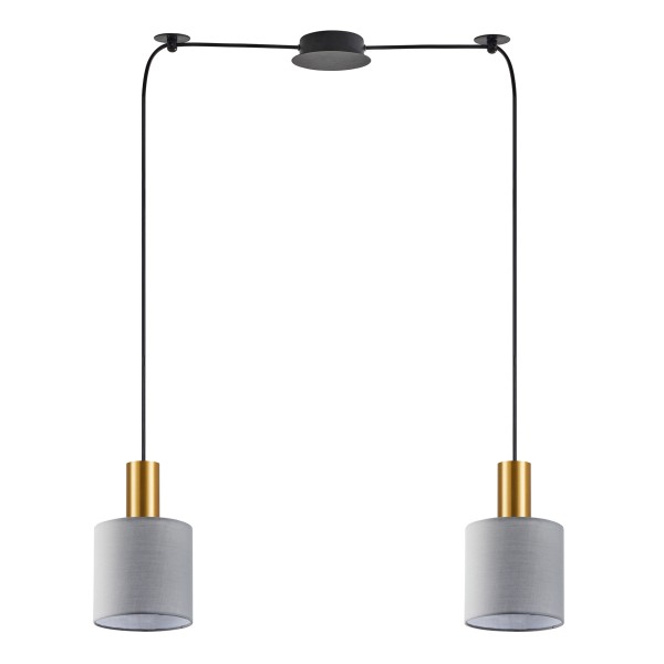 SE21-GM-4-BL2-SH2 ADEPT TUBE Gold Matt Pendant Grey Fabric Shade+